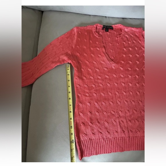 Ralph Lauren Black Label Coral Orange 100% Silk Cable Knit Sweater Sz Small - Picture 6 of 8